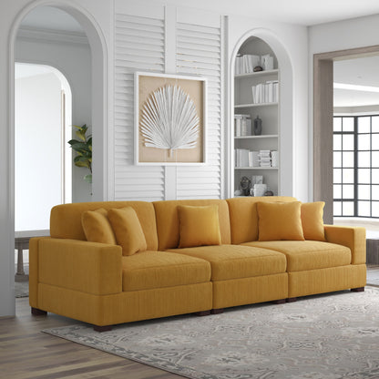 Corduroy Couch Modular Sectional Sofa with Pillows
