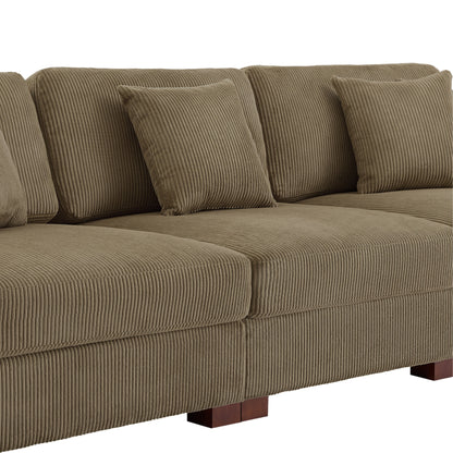Corduroy Couch Modular Sectional Sofa with Pillows
