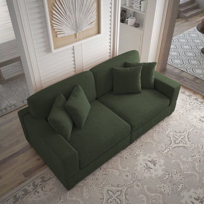 Corduroy Couch Modular Sectional Sofa with Pillows