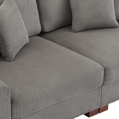 Corduroy Couch Modular Sectional Sofa with Pillows