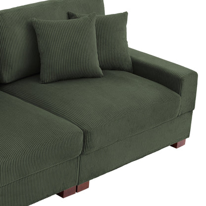 Corduroy Couch Modular Sectional Sofa with Pillows