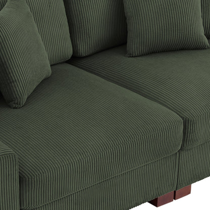 Corduroy Couch Modular Sectional Sofa with Pillows