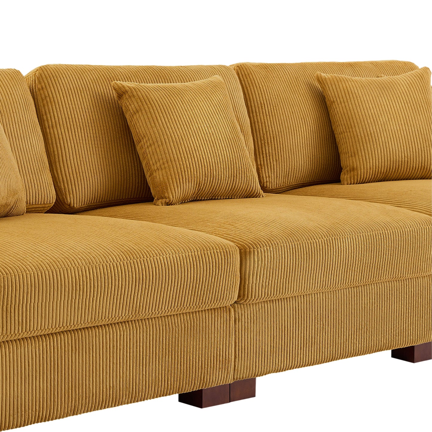 Corduroy Couch Modular Sectional Sofa with Pillows