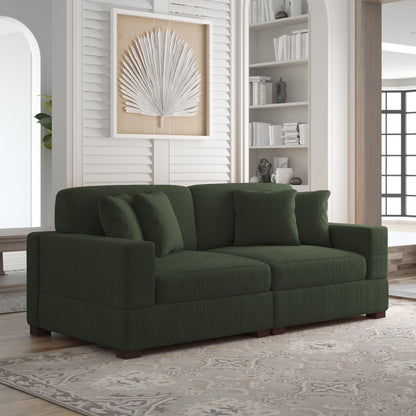 Corduroy Couch Modular Sectional Sofa with Pillows