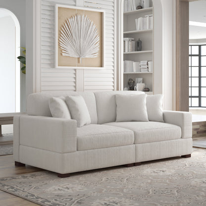 Corduroy Couch Modular Sectional Sofa with Pillows