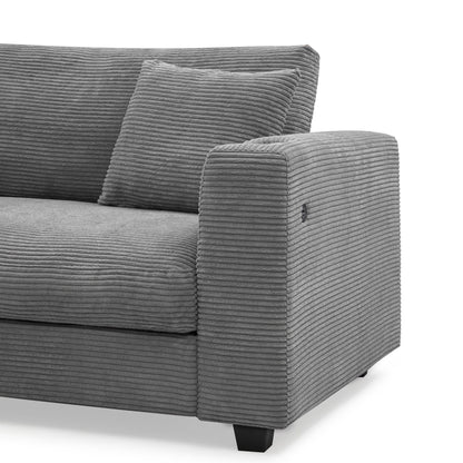 Corduroy Sectional Sofa,L Shaped Cloud Couch With Usb Charging Port,Cup Holder,Deep Seat Sofa Bed With 50 Chaise