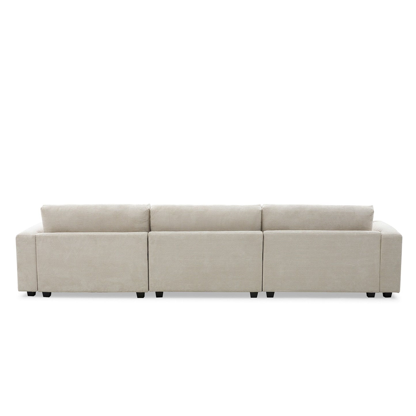 Corduroy Sectional Sofa,L Shaped Cloud Couch With Usb Charging Port,Cup Holder,Deep Seat Sofa Bed With 50 Chaise
