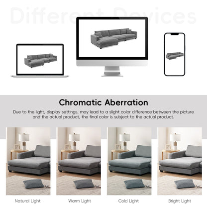 Corduroy Sectional Sofa,L Shaped Cloud Couch With Usb Charging Port,Cup Holder,Deep Seat Sofa Bed With 50 Chaise