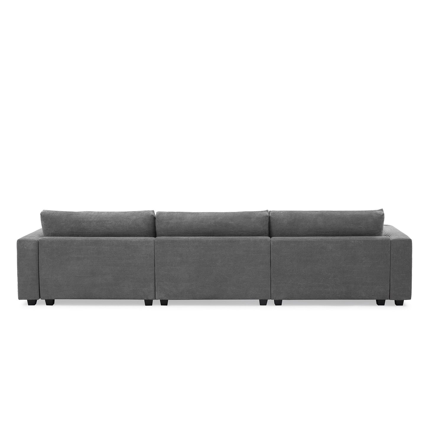 Corduroy Sectional Sofa,L Shaped Cloud Couch With Usb Charging Port,Cup Holder,Deep Seat Sofa Bed With 50 Chaise