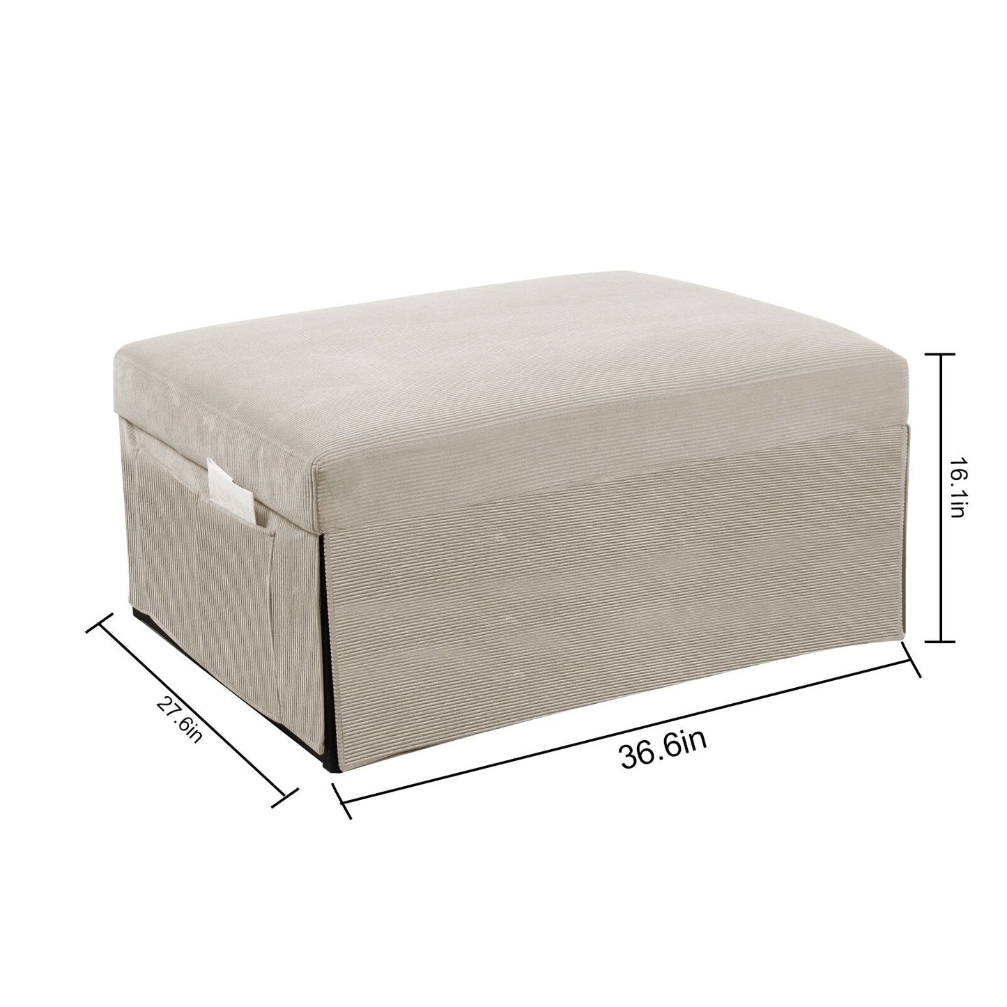 Corduroy Single Convertible Sofa Bed with Reclining Backrest