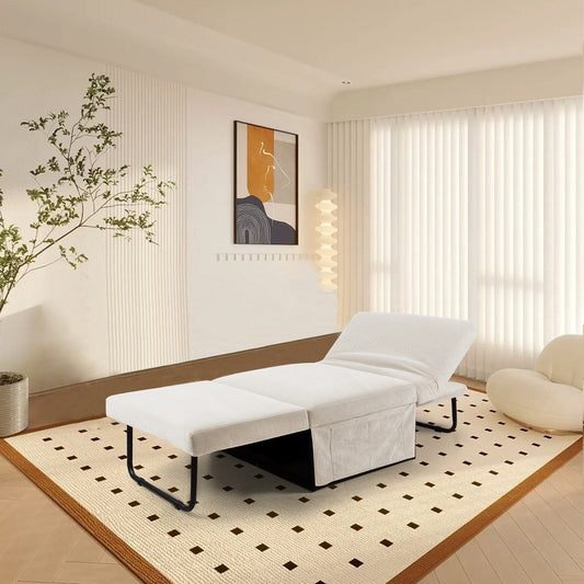 Corduroy Single Convertible Sofa Bed with Reclining Backrest