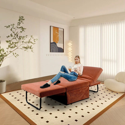 Corduroy Single Convertible Sofa Bed with Reclining Backrest