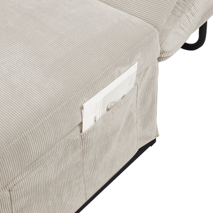 Corduroy Single Convertible Sofa Bed with Reclining Backrest