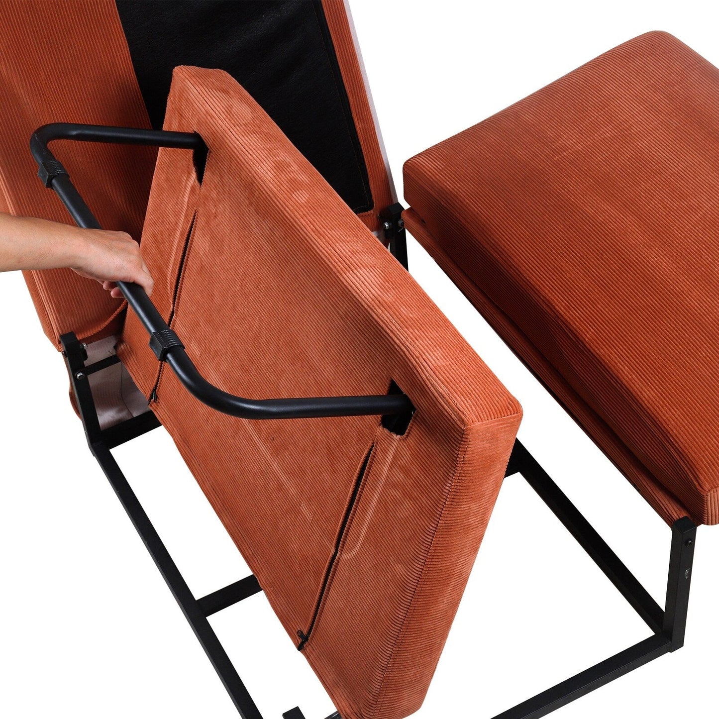 Corduroy Single Convertible Sofa Bed with Reclining Backrest