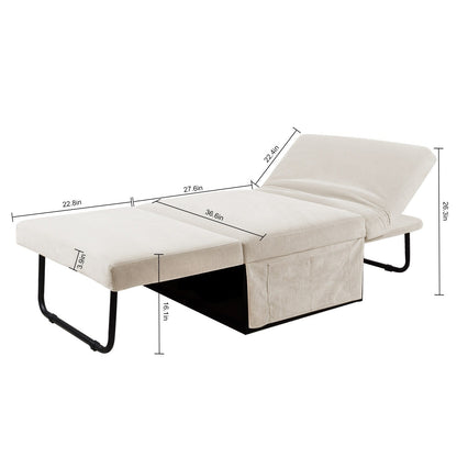 Corduroy Single Convertible Sofa Bed with Reclining Backrest