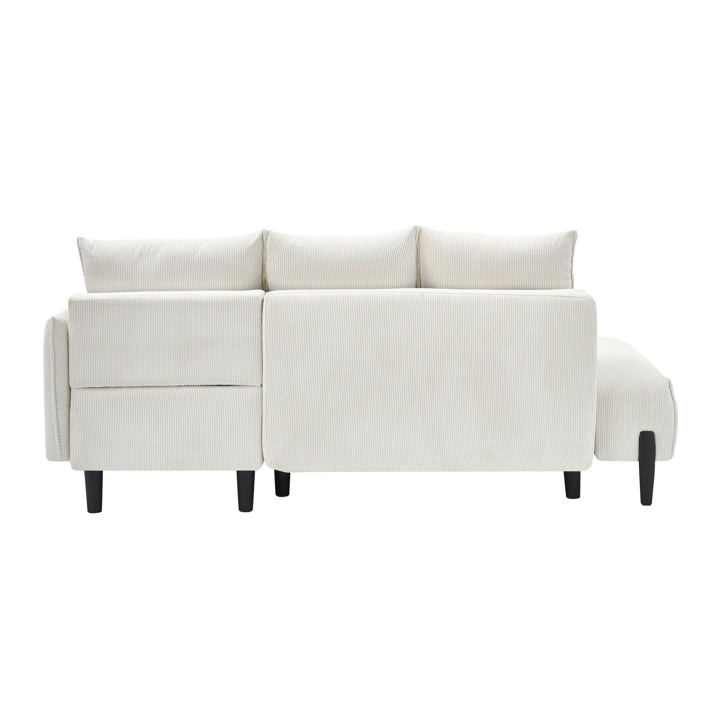 Corduroy Sofa Recliner Sofa with Metal Tapered Legs, Long Couch with 3 Matching Pillows and Side Pockets for Living Room