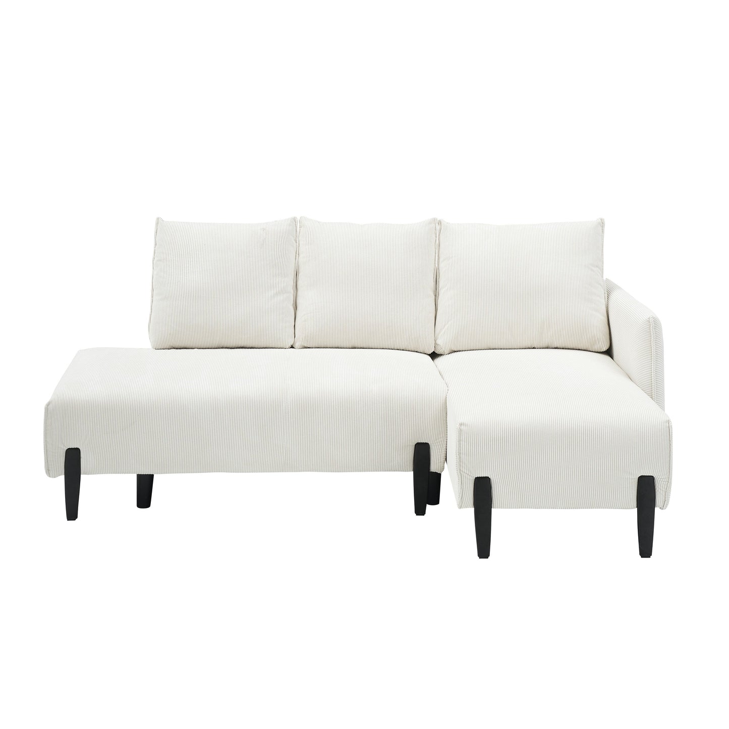 Corduroy Sofa Recliner Sofa with Metal Tapered Legs, Long Couch with 3 Matching Pillows and Side Pockets for Living Room