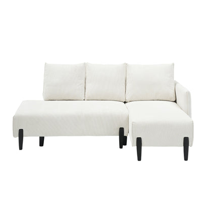 Corduroy Sofa Recliner Sofa with Metal Tapered Legs, Long Couch with 3 Matching Pillows and Side Pockets for Living Room