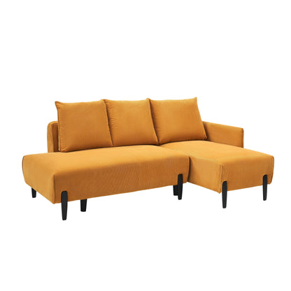 Corduroy Sofa Recliner Sofa with Metal Tapered Legs, Long Couch with 3 Matching Pillows and Side Pockets for Living Room