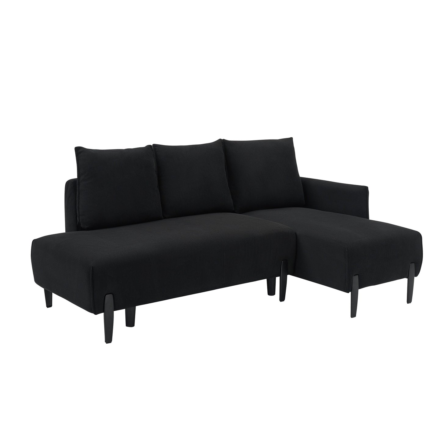 Corduroy Sofa Recliner Sofa with Metal Tapered Legs, Long Couch with 3 Matching Pillows and Side Pockets for Living Room
