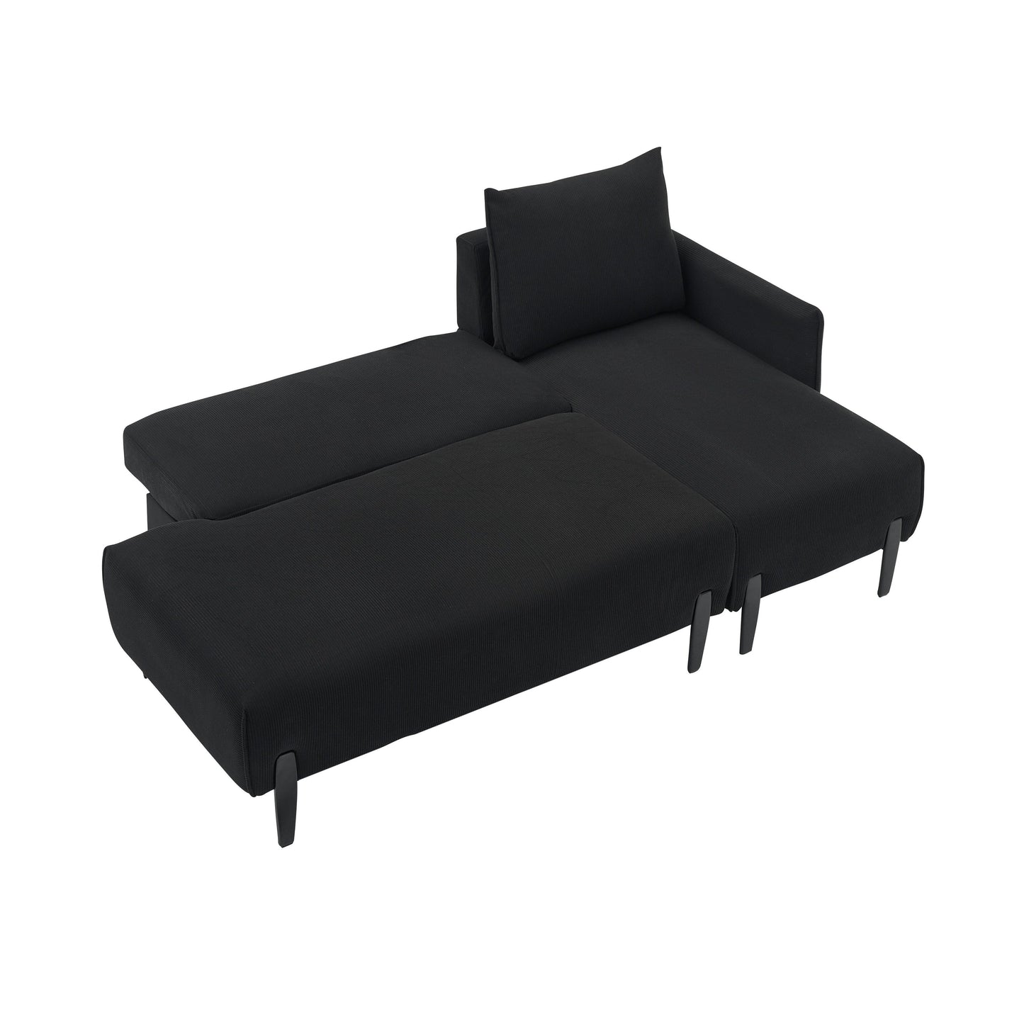 Corduroy Sofa Recliner Sofa with Metal Tapered Legs, Long Couch with 3 Matching Pillows and Side Pockets for Living Room