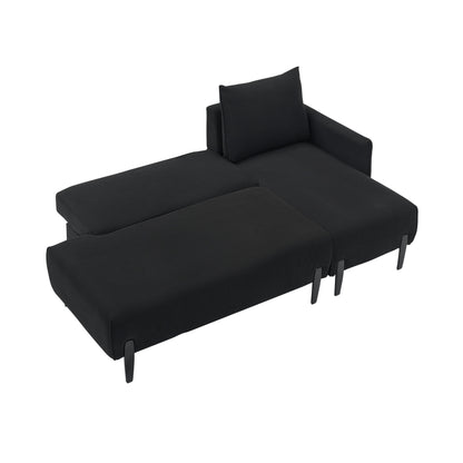 Corduroy Sofa Recliner Sofa with Metal Tapered Legs, Long Couch with 3 Matching Pillows and Side Pockets for Living Room