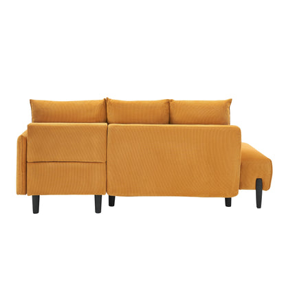 Corduroy Sofa Recliner Sofa with Metal Tapered Legs, Long Couch with 3 Matching Pillows and Side Pockets for Living Room
