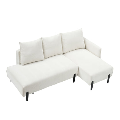 Corduroy Sofa Recliner Sofa with Metal Tapered Legs, Long Couch with 3 Matching Pillows and Side Pockets for Living Room