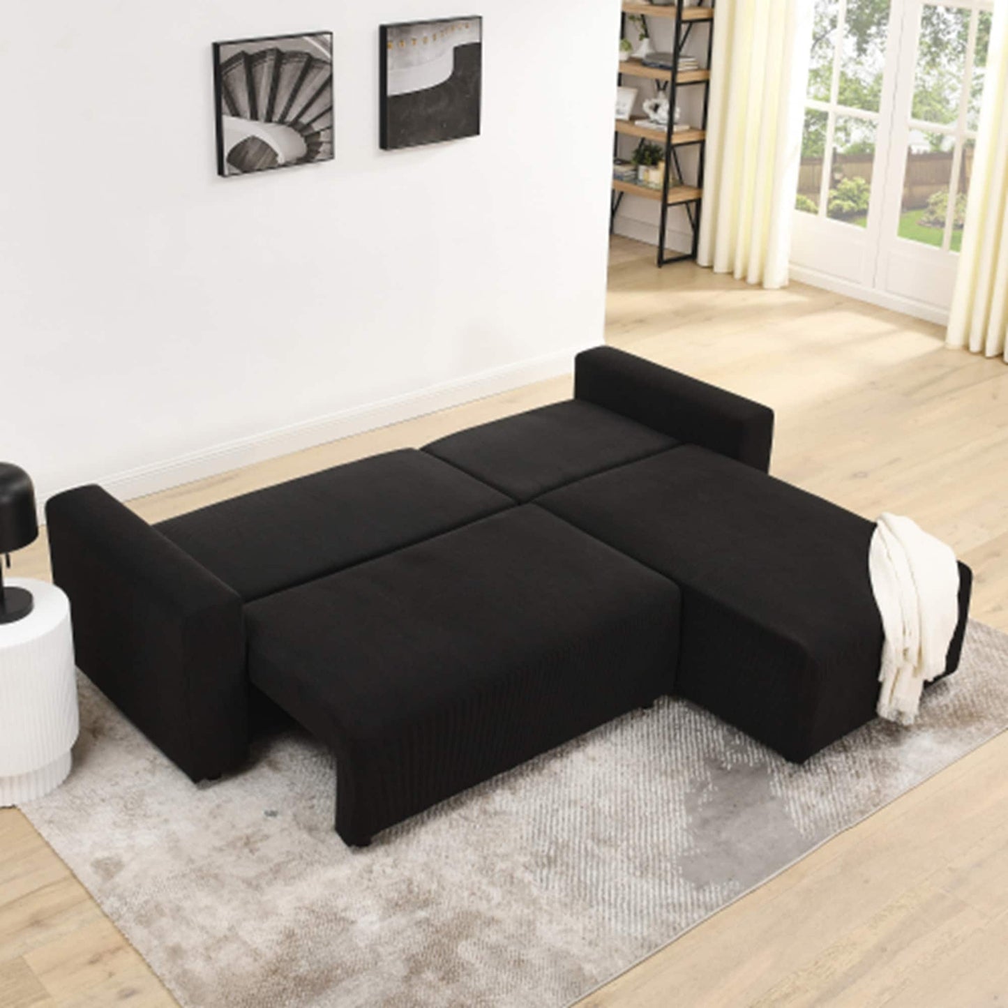 Corduroy Upholstered 3 Seater Sofa Bed