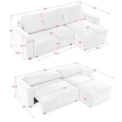 Corduroy Upholstered 3 Seater Sofa Bed