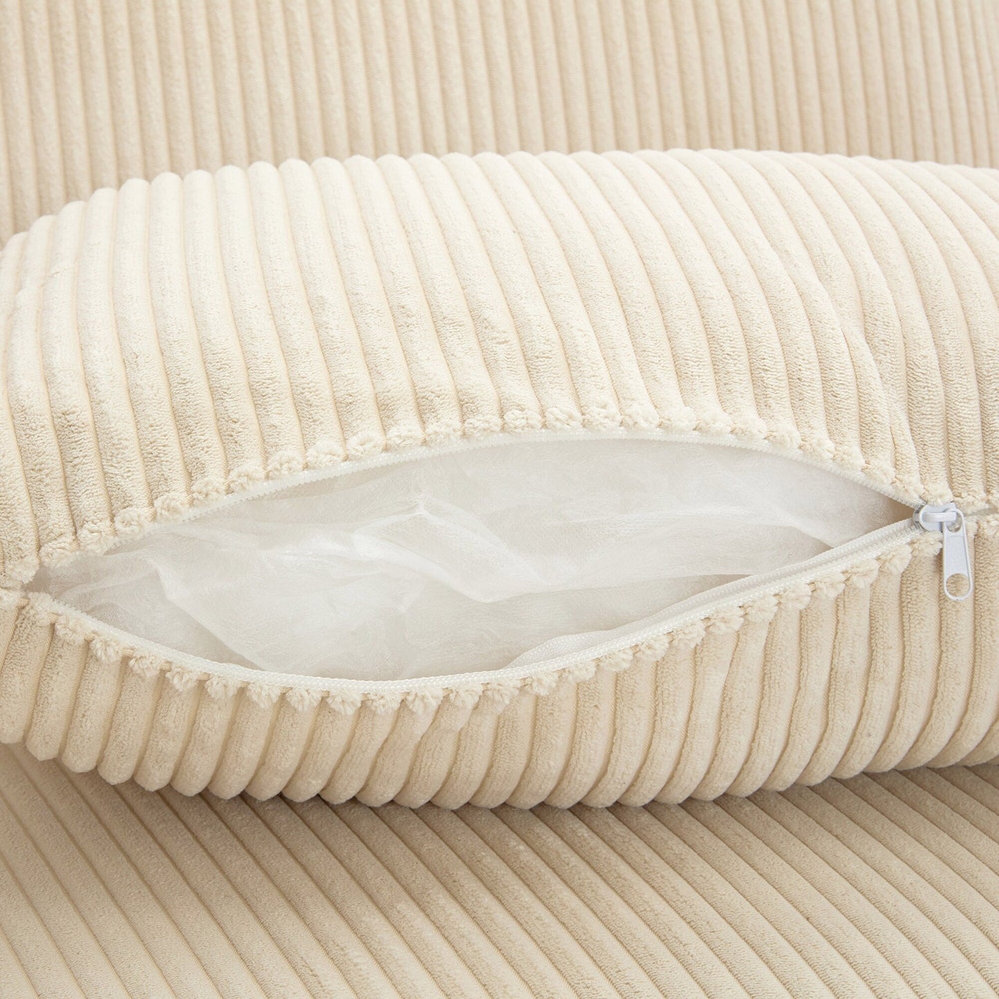 Corduroy Upholstered 3-seater Sofa with Removable Cushions
