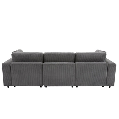 Corduroy Upholstered 3-seater Sofa with Removable Cushions