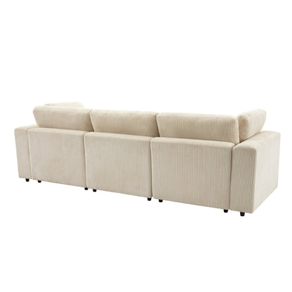 Corduroy Upholstered 3-seater Sofa with Removable Cushions