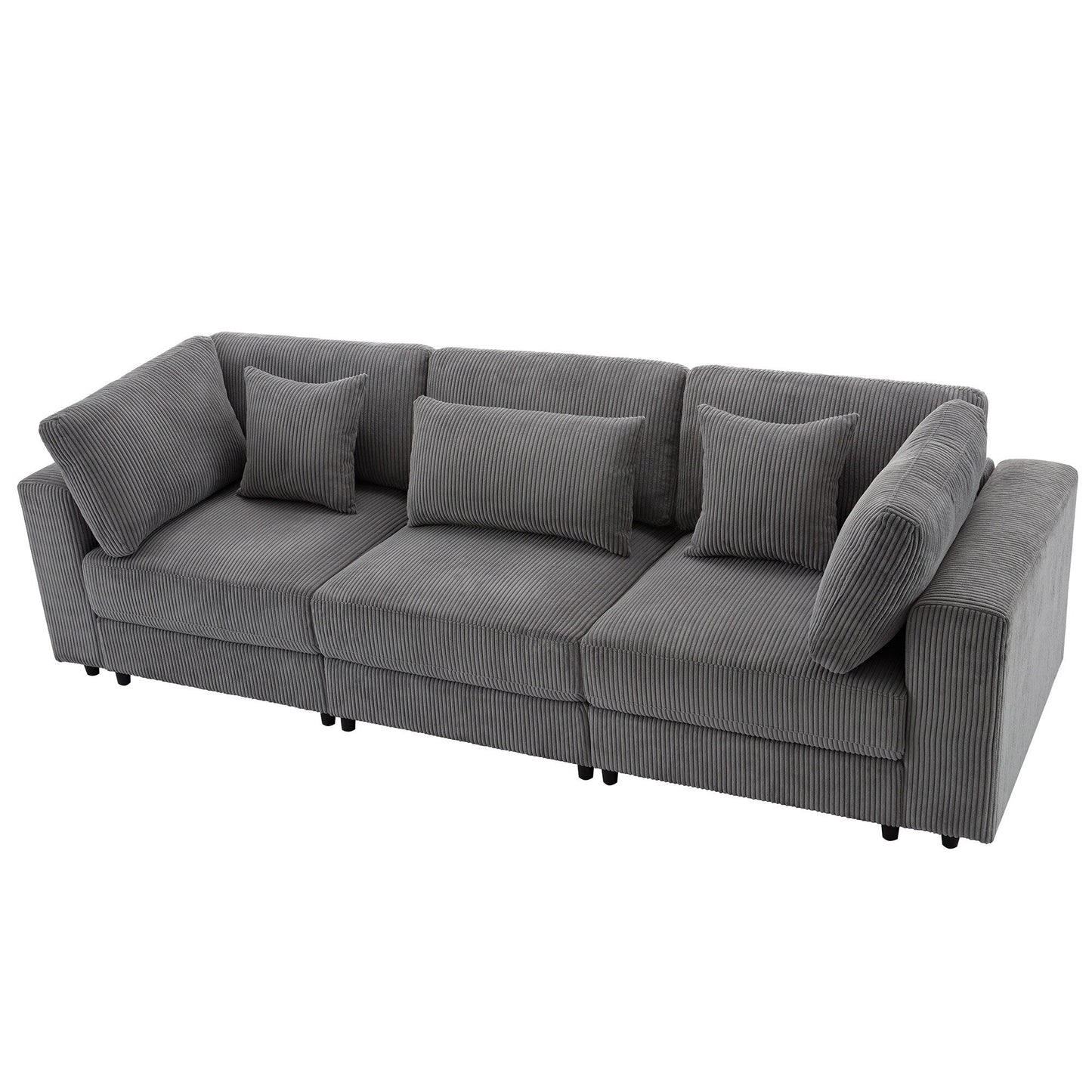 Corduroy Upholstered 3-seater Sofa with Removable Cushions