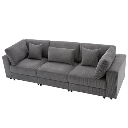 Corduroy Upholstered 3-seater Sofa with Removable Cushions