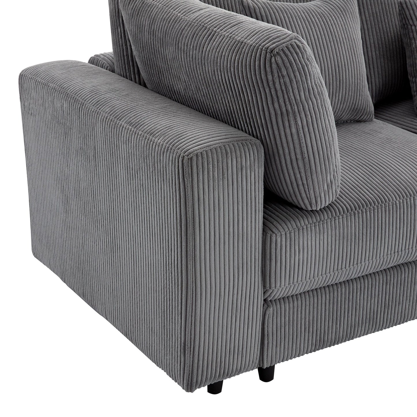 Corduroy Upholstered 3-seater Sofa with Removable Cushions