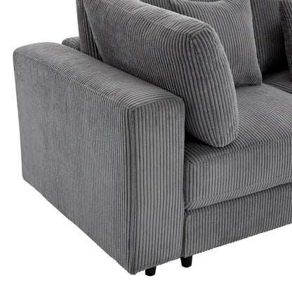 Corduroy Upholstered 3-seater Sofa with Removable Cushions
