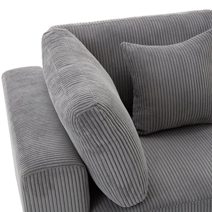 Corduroy Upholstered 3-seater Sofa with Removable Cushions