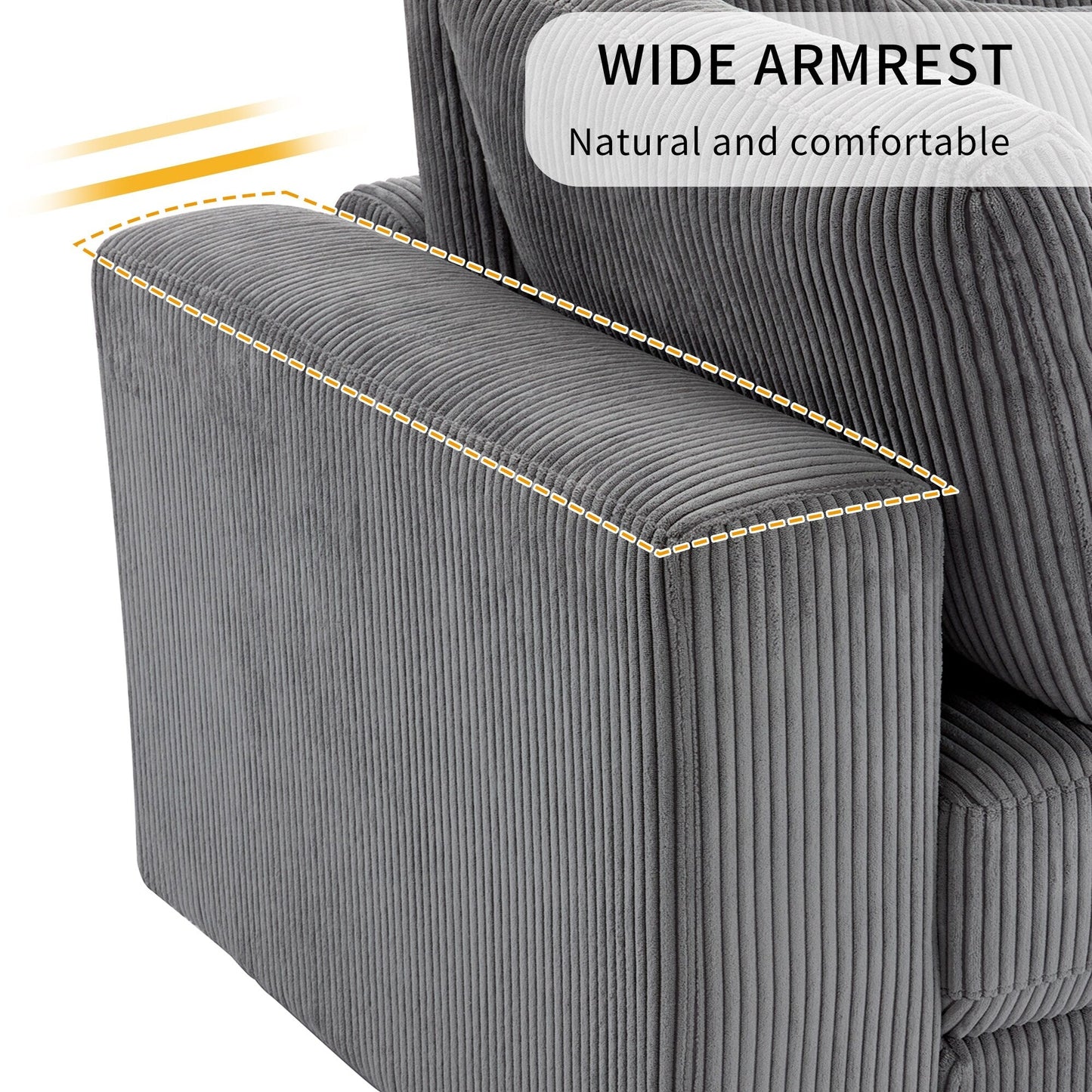 Corduroy Upholstered 3-seater Sofa with Removable Cushions