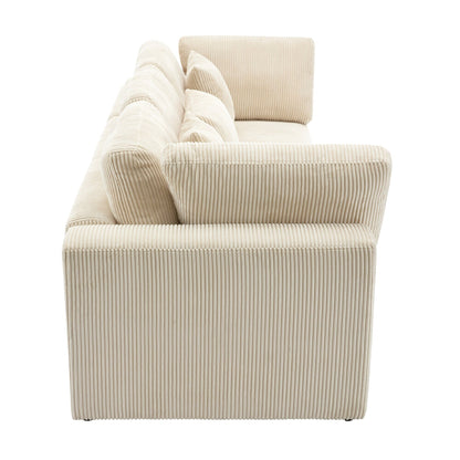 Corduroy Upholstered 3-seater Sofa with Removable Cushions