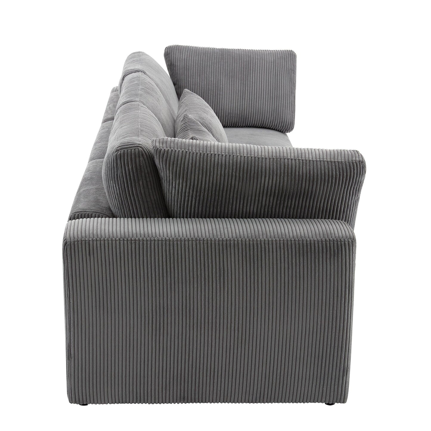 Corduroy Upholstered 3-seater Sofa with Removable Cushions