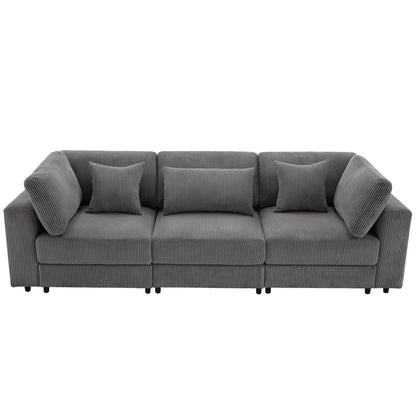 Corduroy Upholstered 3-seater Sofa with Removable Cushions