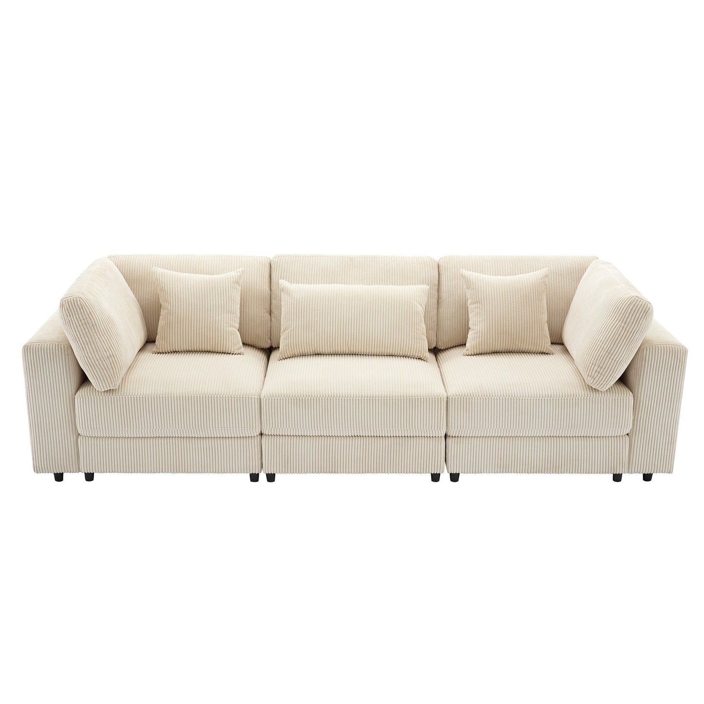Corduroy Upholstered 3-seater Sofa with Removable Cushions