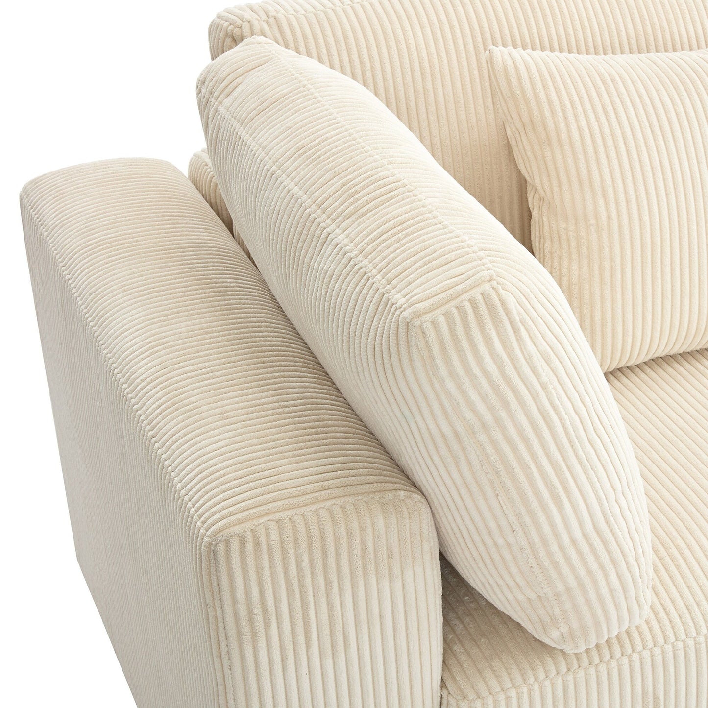 Corduroy Upholstered 3-seater Sofa with Removable Cushions