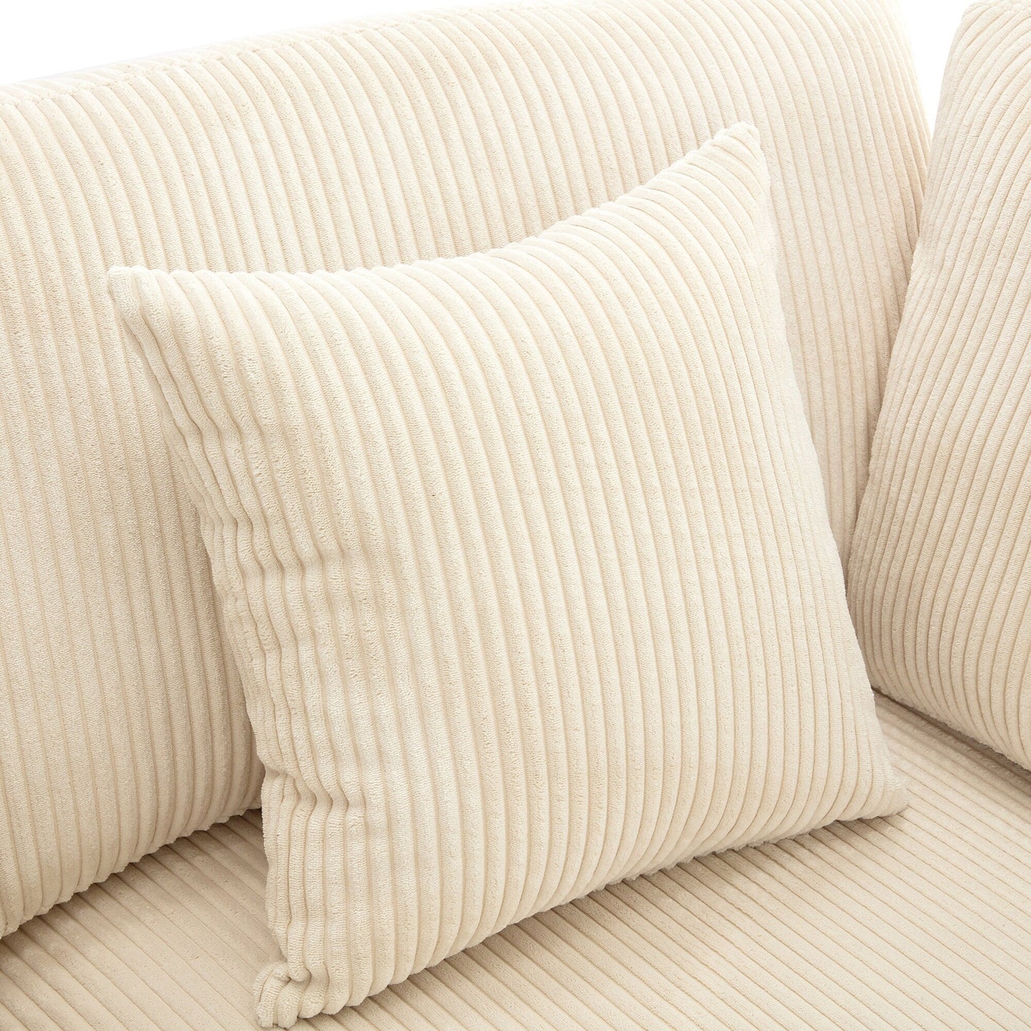 Corduroy Upholstered 3-seater Sofa with Removable Cushions