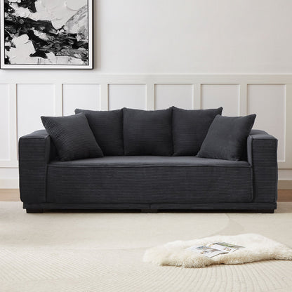 Corduroy Upholstered 3-seater Sofa with Toss Pillows