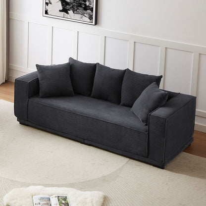 Corduroy Upholstered 3-seater Sofa with Toss Pillows