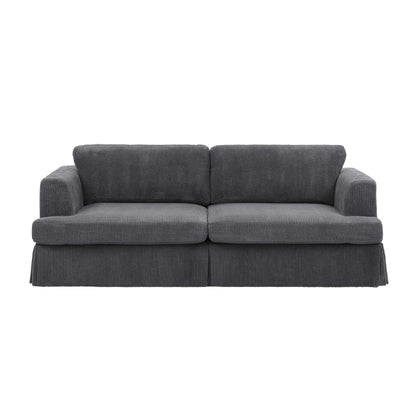 Corduroy Upholstered Skirted Sofa - 39 D x 84.5 W x 33 H