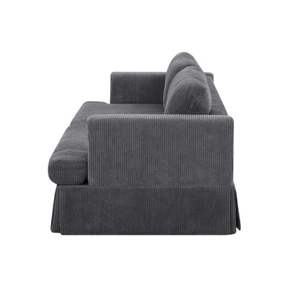 Corduroy Upholstered Skirted Sofa - 39 D x 84.5 W x 33 H