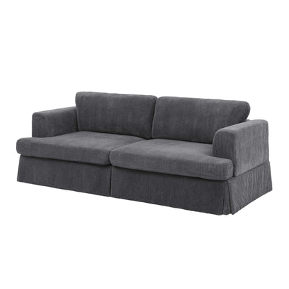 Corduroy Upholstered Skirted Sofa - 39 D x 84.5 W x 33 H